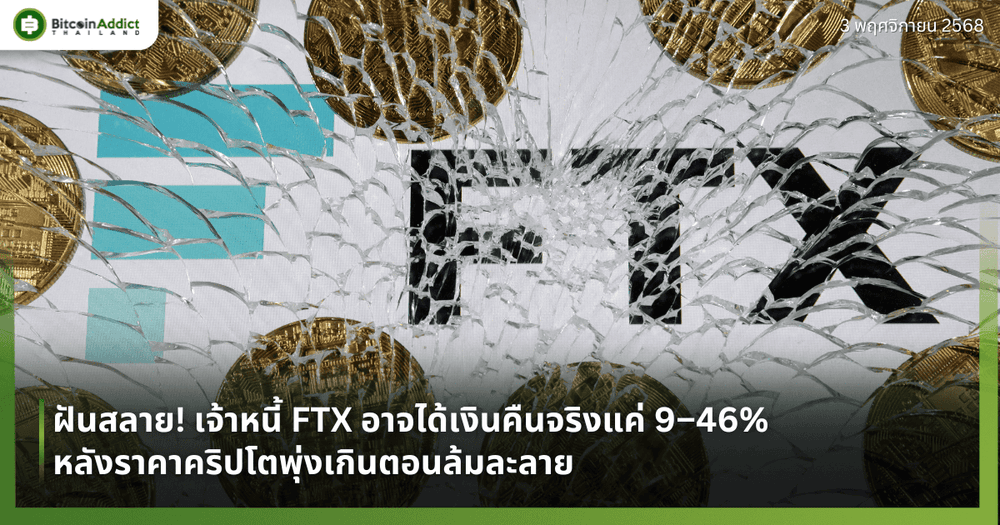 ฝันสลาย! เจ้าหนี้ FTX อาจได้เงินคืนจริงแค่ 9–46% หลังราคาคริปโตพุ่งเกินตอนล้มละลาย