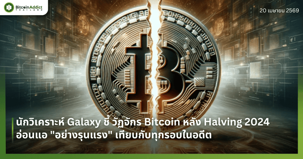 นักวิเคราะห์ Galaxy ชี้ วัฏจักร Bitcoin หลัง Halving 2024 อ่อนแอ "อย่างรุนแรง" เทียบกับทุกรอบในอดีต