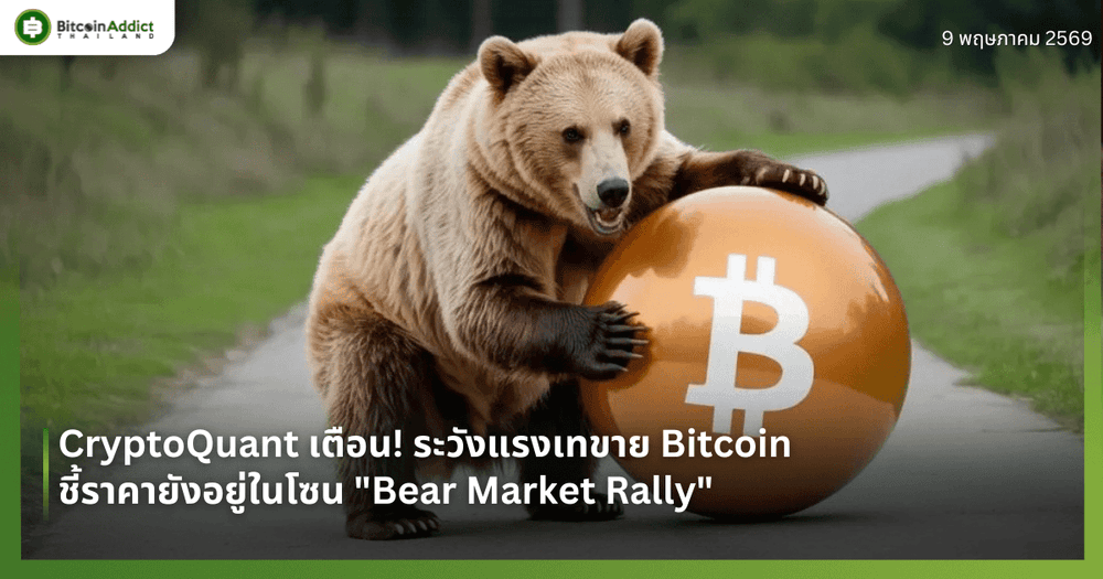 CryptoQuant เตือน! ระวังแรงเทขาย Bitcoin ชี้ราคายังอยู่ในโซน "Bear Market Rally"