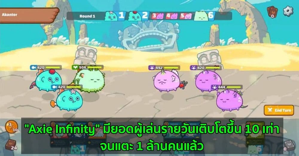 "Axie Infinity" มียอดผู้เล่นรายวันเติบโตขึ้น 10 เท่า  ตั้งแต่เดือนมิถุนายน จนแตะ 1 ล้านคนแล้ว