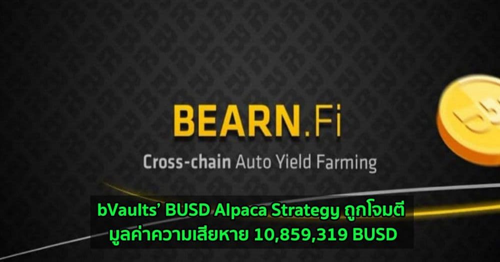bVaults’ BUSD Alpaca Strategy ถูกโจมตี มูลค่าความเสียหาย 10,859,319 BUSD