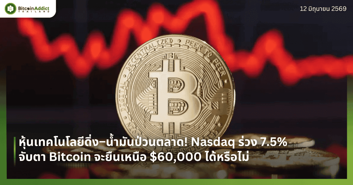 หุ้นเทคโนโลยีดิ่ง–น้ำมันป่วนตลาด! Nasdaq ร่วง 7.5% จับตา Bitcoin จะยืนเหนือ $60,000 ได้หรือไม่