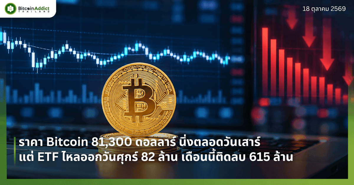 ราคา Bitcoin 81,300 ดอลลาร์ นิ่งตลอดวันเสาร์ แต่ ETF ไหลออกวันศุกร์ 82 ล้าน เดือนนี้ติดลบ 615 ล้าน