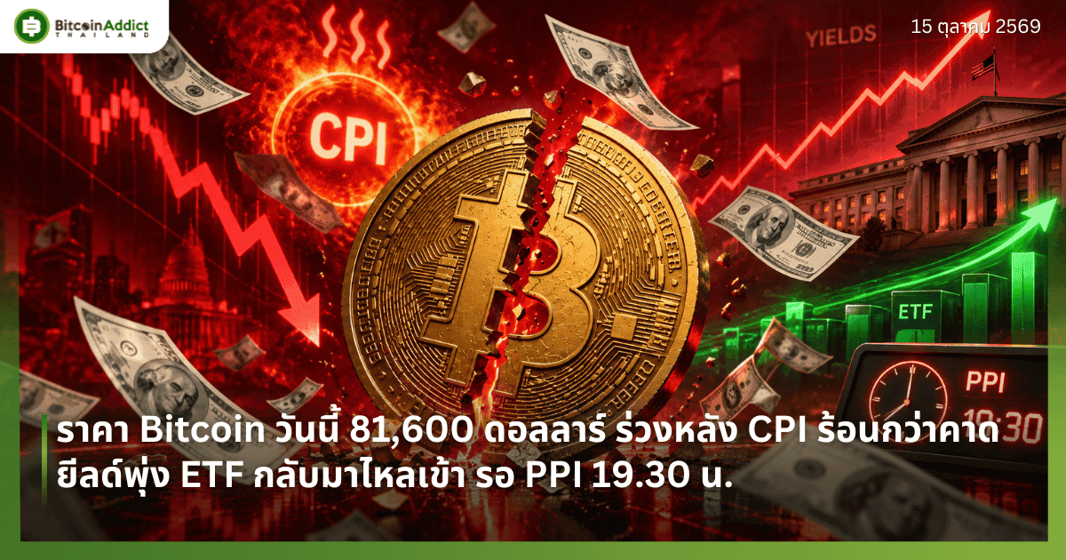 ราคา Bitcoin วันนี้ 81,600 ดอลลาร์ ร่วงหลัง CPI ร้อนกว่าคาด ยีลด์พุ่ง ETF กลับมาไหลเข้า รอ PPI 19.30 น.