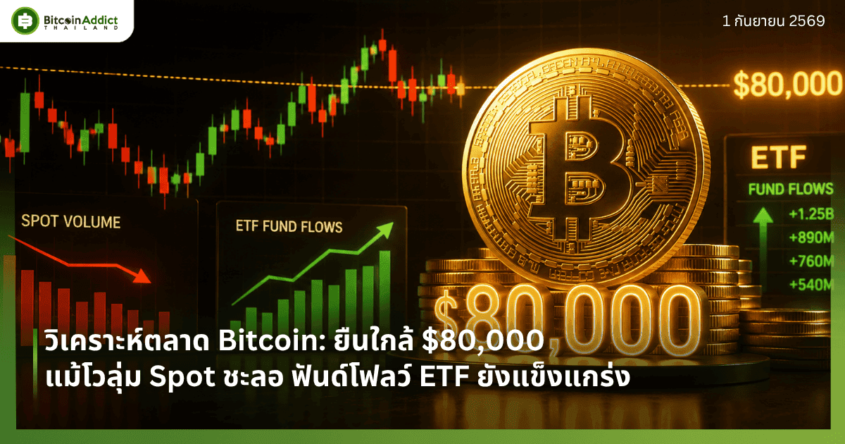 วิเคราะห์ตลาด Bitcoin: ยืนใกล้ $80,000 แม้โวลุ่ม Spot ชะลอ ฟันด์โฟลว์ ETF ยังแข็งแกร่ง