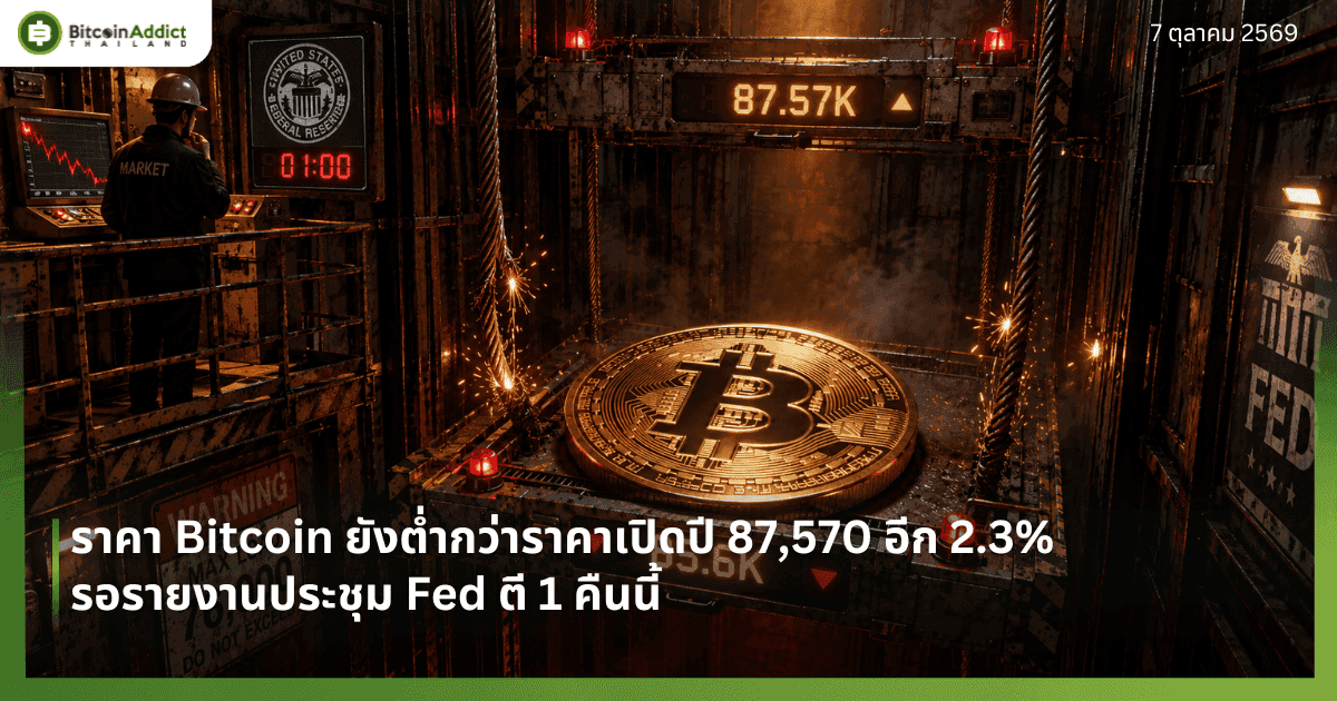 ราคา Bitcoin ยังต่ำกว่าราคาเปิดปี 87,570 อีก 2.3% รอรายงานประชุม Fed ตี 1 คืนนี้