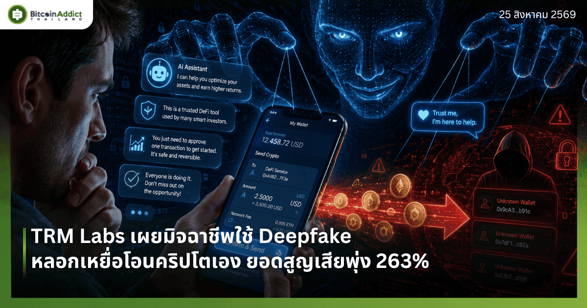 TRM Labs เผยมิจฉาชีพใช้ Deepfake หลอกเหยื่อโอนคริปโตเอง ยอดสูญเสียพุ่ง 263%