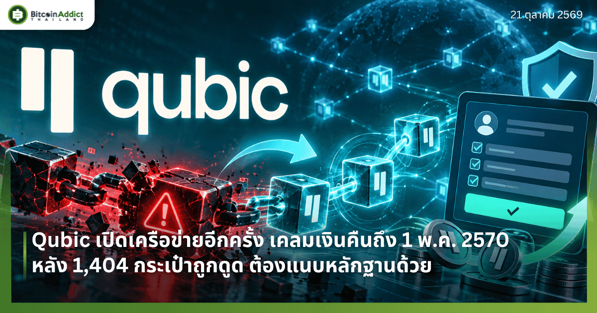 Qubic เปิดเครือข่ายอีกครั้ง เคลมเงินคืนถึง 1 พ.ค. 2570 หลัง 1,404 กระเป๋าถูกดูด ต้องแนบหลักฐานด้วย