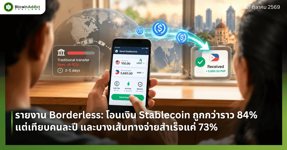 รายงาน Borderless: โอนเงิน Stablecoin ถูกกว่าราว 84% แต่เทียบคนละปี และบางเส้นทางจ่ายสำเร็จแค่ 73%