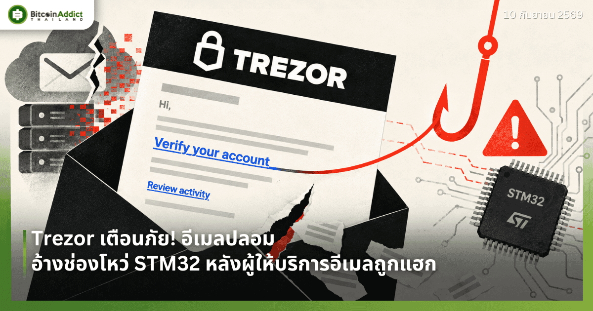 Trezor เตือนภัย! อีเมลปลอมอ้างช่องโหว่ STM32 หลังผู้ให้บริการอีเมลถูกแฮก