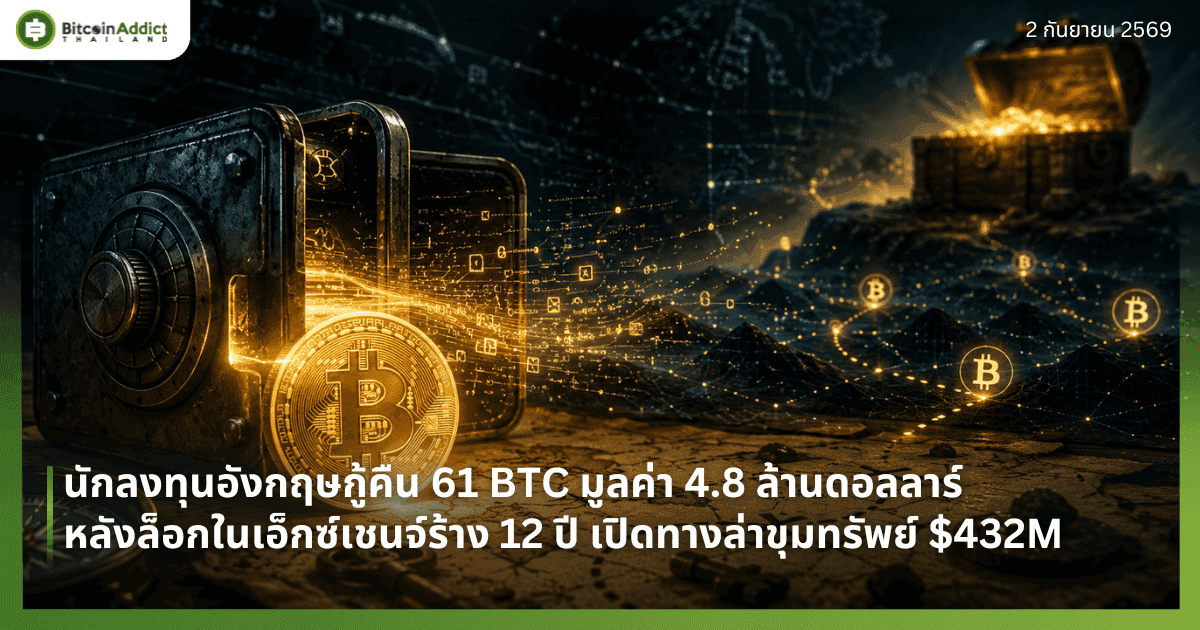 นักลงทุนอังกฤษกู้คืน 61 BTC มูลค่า 4.8 ล้านดอลลาร์ หลังล็อกในเอ็กซ์เชนจ์ร้าง 12 ปี เปิดทางล่าขุมทรัพย์ $432M