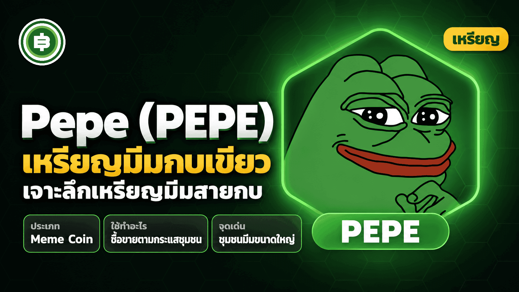 Pepe (PEPE) คืออะไร? เจาะลึกเหรียญมีมกบเขียวไม่มี Utility ที่มูลค่าตลาดเคยทะลุหมื่นล้านดอลลาร์ (อัปเดต 2026)