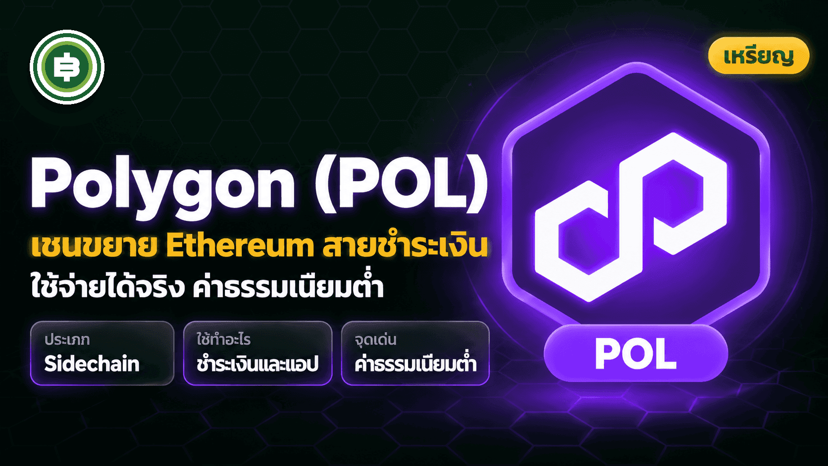 Polygon (POL) คืออะไร เครือข่าย Layer 2 สาย Payment (อัปเดต 2026)